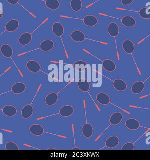 Vector seamless pattern with tennis or badminton rockets on blue background. Wallpaper, textile, wrapping paper design Stock Vector