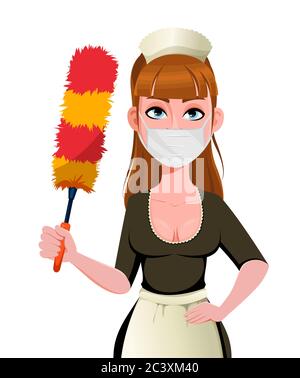 Cleaning Lady Cartoon Character Royalty Free Vector Image Spring
