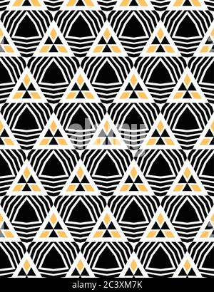 Bold hand drawn triangle geo. Vector pattern seamless background. Symmetry geometric abstract illustration. Trendy retro 1960s style home decor Stock Vector