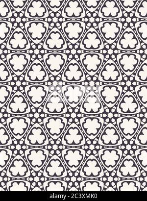 Seamless pattern hand drawn ornamental tracery motif circle background. Trellis stylized allover print. Vector intricate floral line art swatch Stock Vector