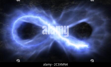 Cycling Infinity Symbol Sign in Heavenly Spiritual Cloudy Sky - Abstract Background Texture Stock Photo