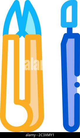 leather craft instruments icon vector outline illustration Stock Vector