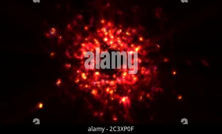 Glowing Hot Accretion Disk Orbiting Around Supermassive Black Hole - Abstract Background Texture Stock Photo