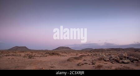 sunset in desert in Fuerteventura Stock Photo