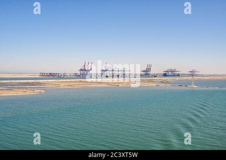 Sea Princess sailing through the Suez Canal Stock Photo