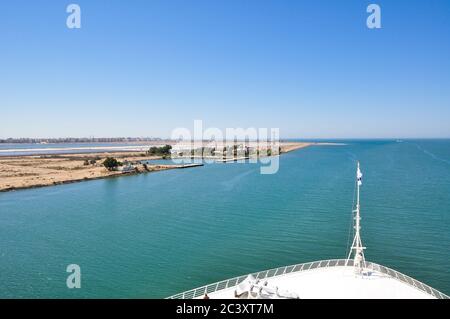 Sea Princess sailing through the Suez Canal Stock Photo