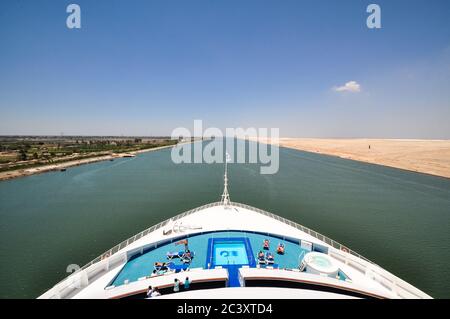 Sea Princess sailing through the Suez Canal Stock Photo