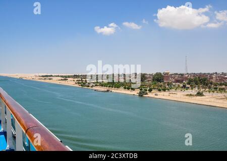 Sea Princess sailing through the Suez Canal Stock Photo