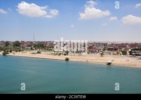 Sea Princess sailing through the Suez Canal Stock Photo