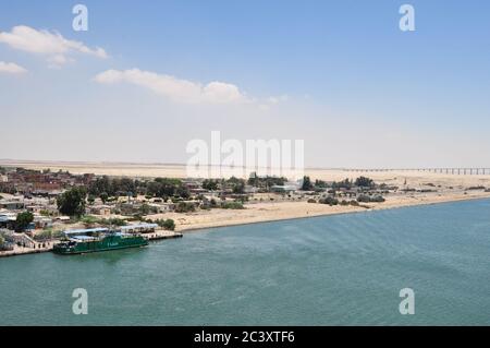 Sea Princess sailing through the Suez Canal Stock Photo