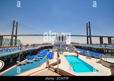 Sea Princess sailing through the Suez Canal Stock Photo