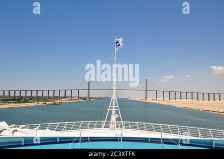 Sea Princess sailing through the Suez Canal Stock Photo