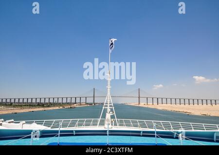 Sea Princess sailing through the Suez Canal Stock Photo