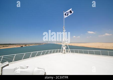 Sea Princess sailing through the Suez Canal Stock Photo