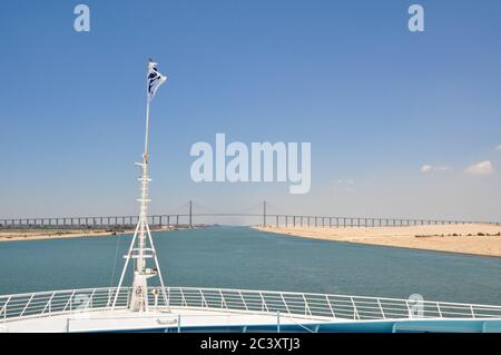 Sea Princess sailing through the Suez Canal Stock Photo