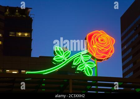 Neon Rose Sign In Waterfront Park Downtown Portland Oregon Usa Stock Photo Alamy - neon rose sign roblox