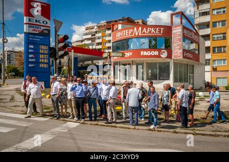 Wedding in Bulgaria. The group from the groom's team on the way to the bride's house Stock Photo