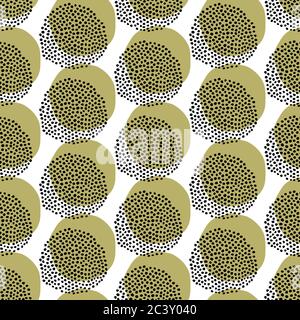 Seamless vector pattern. Modern geometric hand drawn seed circle. Repeating abstract spotty background. Organic polka dot textured shape. Minimalist Stock Vector