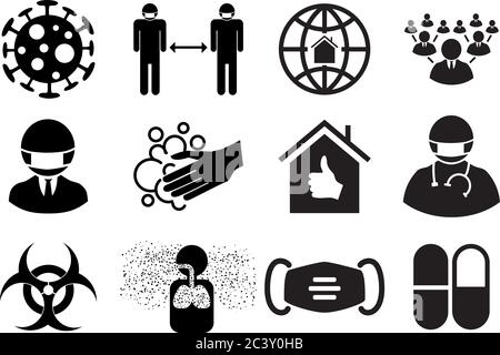 Covid-19 Danger Signs Set Stock Vector