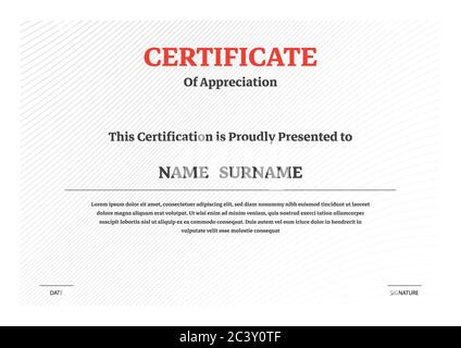 certificate of appreciation template with abstract wavy background. Stock Vector