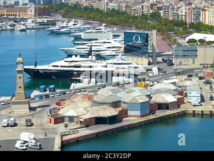 YACHT & BOAT SUPPLIES at the port of Barcelona, Spain Stock Photo