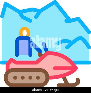 snowmobile winter transport icon vector outline illustration Stock Vector