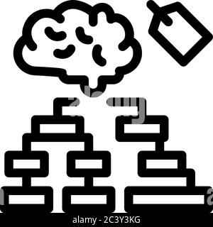 brain label hierarchy chart icon vector outline illustration Stock Vector