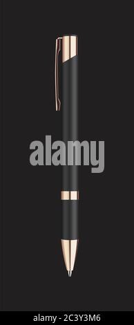 Black vector ballpoint pen. Classic ballpoint pen. Vector illustration ...