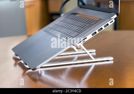 Close-up of a Multi Hub Adapter with Card Reader, and 3 USB 3.0 ports for laptop. Stock Photo