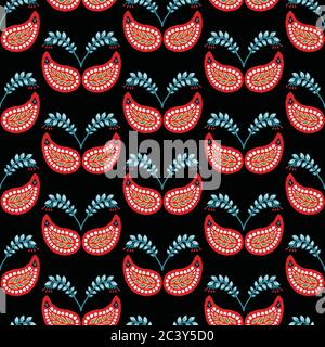 Boho flower paisley all over print. Seamless vector repeating pattern  swatch. Bohemian folk art motif background. Hand drawn retro fashion prints  Stock Vector Image & Art - Alamy