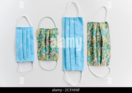 Homemade cloth face masks in various sizes Stock Photo