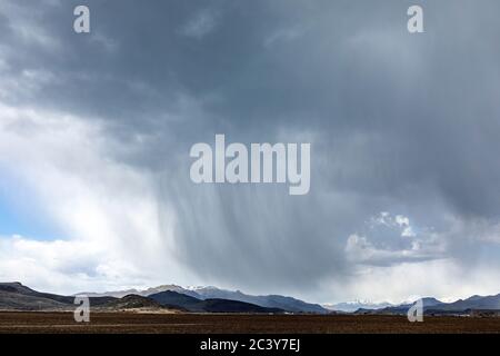USA, Idaho, Picabo, Storm clouds over fields Stock Photo