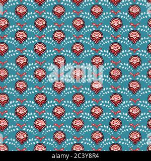 Boho flower paisley all over print. Seamless vector repeating pattern swatch. Bohemian folk art motif background. Hand drawn retro fashion prints Stock Vector