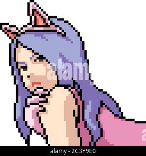 vector pixel art isolated cat girl Stock Vector Image & Art - Alamy