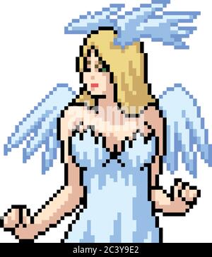 vector pixel art isolated anime angel Stock Vector
