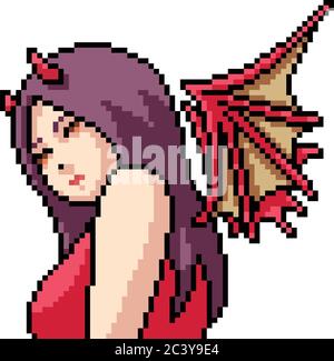 vector pixel art isolated anime girl Stock Vector