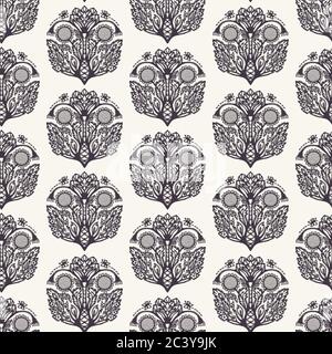 Floral leaf paisley motif persian style. Vector seamless pattern. Arabesque boteh foulard textiles swatch. Classic damask home decor. Traditional ogee Stock Vector