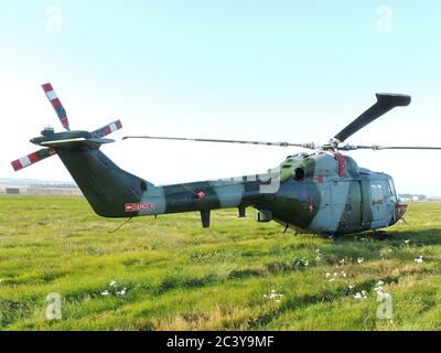 XZ645, a Westland Lynx AH7 operated by the Army Air Corps, on display at the Leuchars Airshow in 2012. Stock Photo