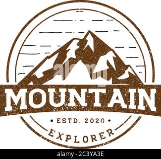 rustic mountain explorer logo designs, mountain explorer logo vector illustration Stock Vector