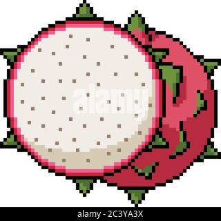 A set of isolated fruits in Pixel Art.