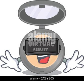 Highlighter cartoon image play a game with Virtual Reality headset Stock Vector