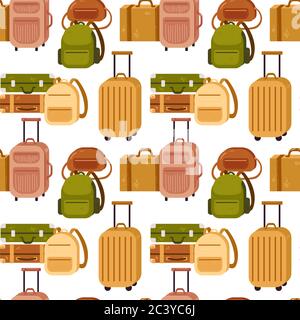 Seamless pattern with diversity baggage bags and backpack Stock Vector
