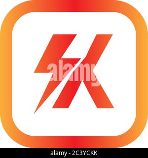 Lightning Letter K logotype gradient color design concept illustration Stock Vector