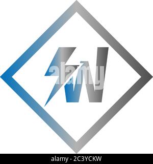 Lightning letter W logotype gradient color design concept illustration Stock Vector