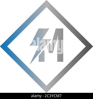 Lightning Letter M logotype gradient color design concept illustration Stock Vector