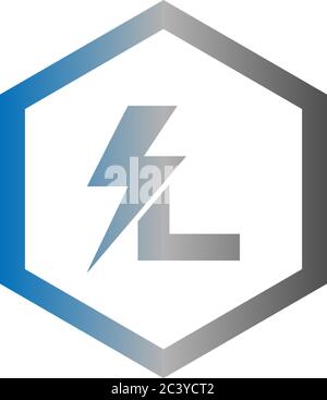 Lightning letter L logotype gradient color design concept illustration Stock Vector