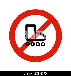 Red prohibition sign roller skate isolated on white background Stock Vector