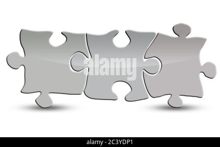 Blank puzzle isolated on white, 3D rendering Stock Photo