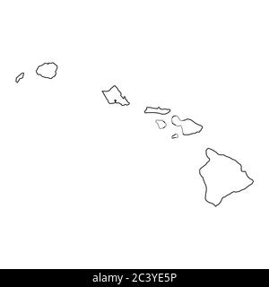 Hawaii HI state Maps USA. Black outline map isolated on a white background. EPS Vector Stock Vector