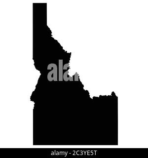 Idaho ID state Maps. Black silhouette solid map isolated on a white background. EPS Vector Stock Vector